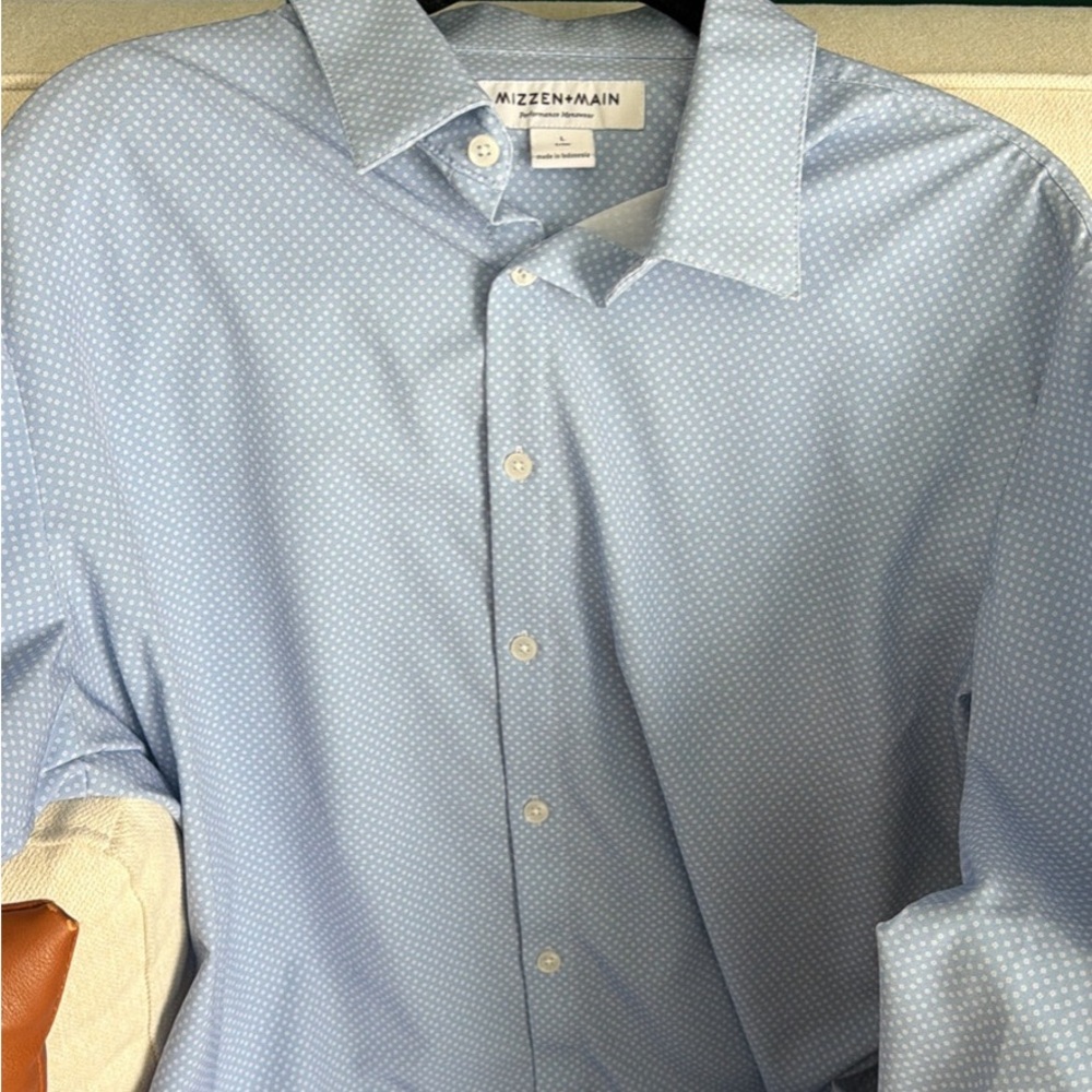 Mizzen+Main Light Blue Patterned Dress Shirt